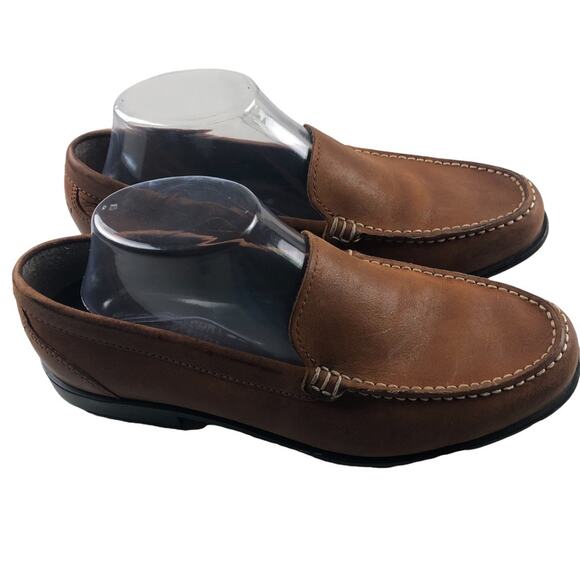 Rockport Classic Venetian Leather Loafers Mens 8 Brown Trutech Walkability Shoes